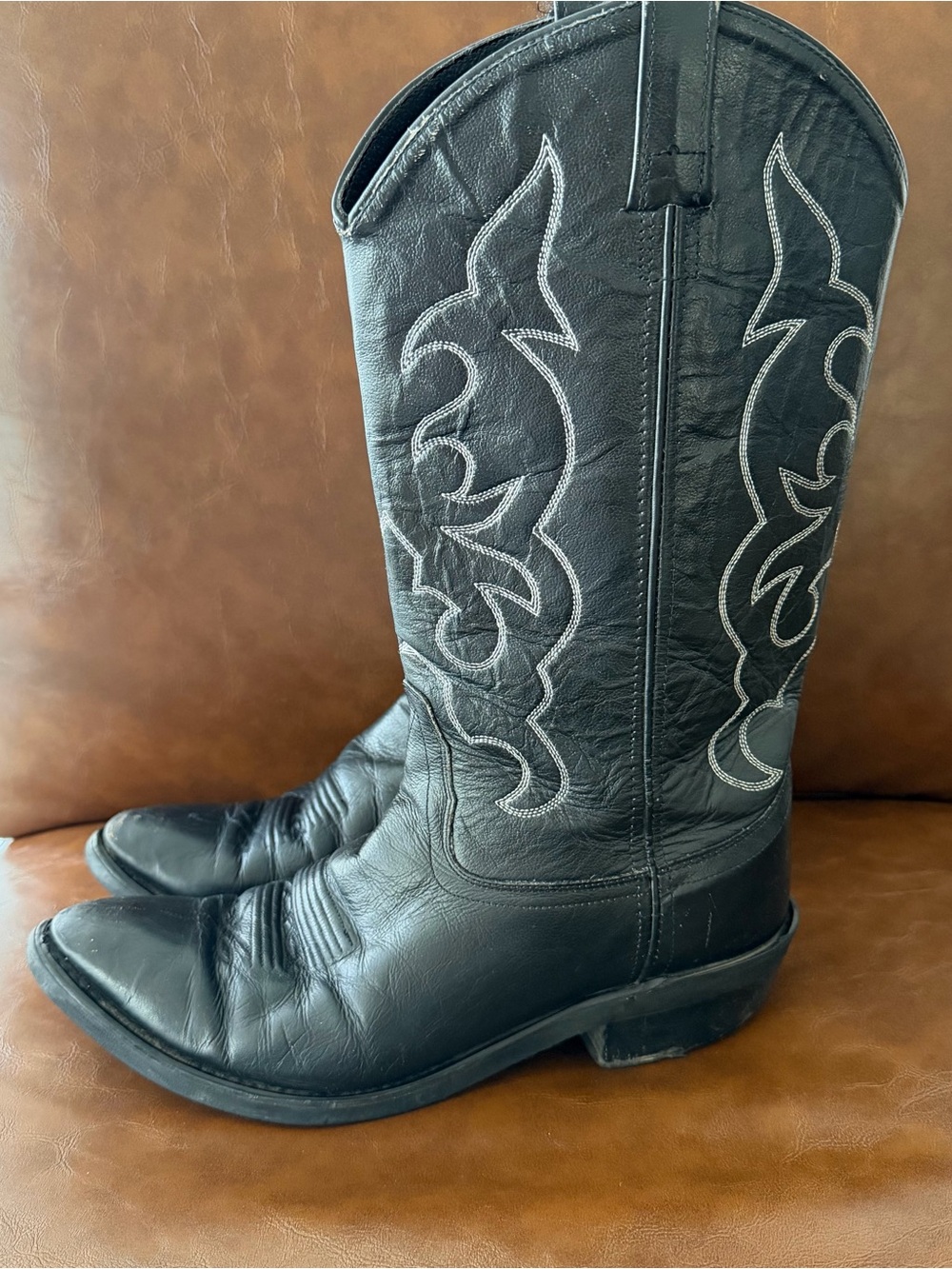 Old West TBM3010 Men’s Black Leather Cowboy Boots Size 9 D Western 13